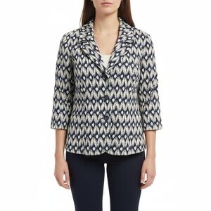 Isabella Suits Blazer Womens 18 Blue Grey Geometric Pattern Single Breasted